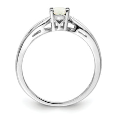 Sterling Silver Rhodium-plated Created Opal Ring