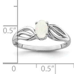 Sterling Silver Rhodium-plated Created Opal Ring