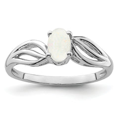 Sterling Silver Rhodium-plated Created Opal Ring