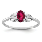 Sterling Silver Rhodium-plated Created Ruby Ring