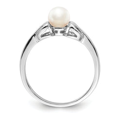 Sterling Silver Rhodium-plated FW Cultured Pearl Ring