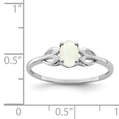 Sterling Silver Rhodium-plated Created Opal Ring