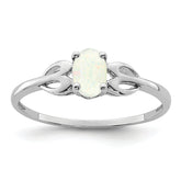 Sterling Silver Rhodium-plated Created Opal Ring