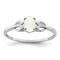 Sterling Silver Rhodium-plated Created Opal Ring