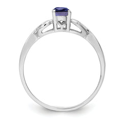 Sterling Silver Rhodium-plated Created Sapphire Ring