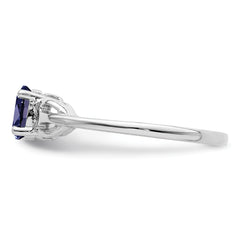 Sterling Silver Rhodium-plated Created Sapphire Ring