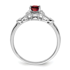 Sterling Silver Rhodium-plated Garnet & Diam. Ring