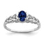 Sterling Silver Rhodium-plated Created Sapphire & Diam. Ring