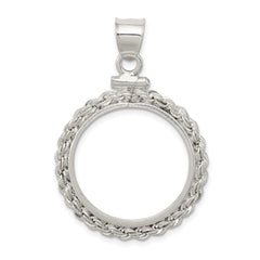 Wideband Distinguished Coin Jewelry Sterling Silver Polished Rope 21.1 x 2.0mm $0.05 Screw Top Coin Bezel Pendant