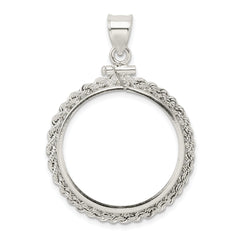 Wideband Distinguished Coin Jewelry Sterling Silver Polished Rope 26.4 x 1.8mm Susan B. Anthony Screw Top Coin Bezel Pendant