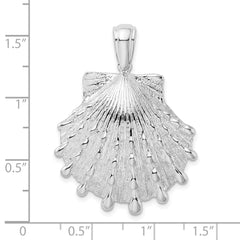 De-Ani Sterling Silver Rhodium-Plated Polished and Textured Lions Paw Shell Pendant