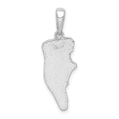 De-Ani Sterling Silver Rhodium-Plated Polished and Textured Hilton Head Map Pendant