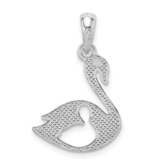 De-Ani Sterling Silver Rhodium-plated Polished Swan with Cut Out Baby Pendant
