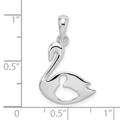 De-Ani Sterling Silver Rhodium-plated Polished Swan with Cut Out Baby Pendant