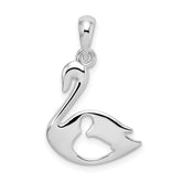 De-Ani Sterling Silver Rhodium-plated Polished Swan with Cut Out Baby Pendant