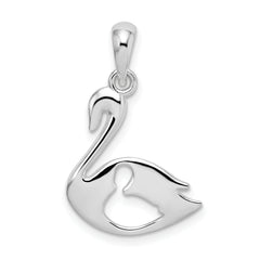 De-Ani Sterling Silver Rhodium-plated Polished Swan with Cut Out Baby Pendant