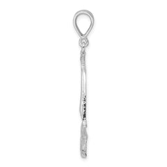 De-Ani Sterling Silver Rhodium-Plated Polished and Textured Sailboat on Water Pendant