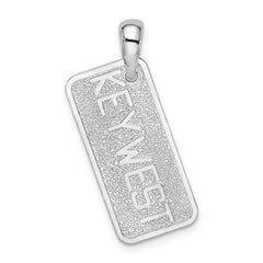 De-Ani Sterling Silver Rhodium-Plated Polished and Textured Key West License Pendant