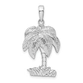 De-Ani Sterling Silver Rhodium-Plated Polished and Textured Palm Tree Pendant