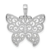 De-Ani Sterling Silver Rhodium-Plated Polished Filigree Wing Butterfly Pendant
