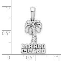 De-Ani Sterling Silver Rhodium-Plated Polished Marco Island Palm Tree Pendant