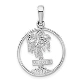 De-Ani Sterling Silver Rhodium-Plated Polished Marco Island Palm Tree Pendant