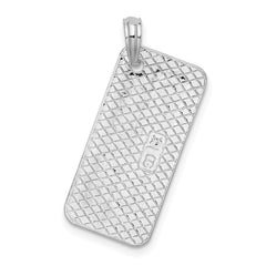 De-Ani Sterling Silver Rhodium-plated Polished and Textured Ocean City Maryland License Plate Pendant