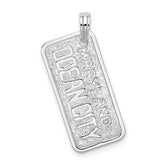 De-Ani Sterling Silver Rhodium-plated Polished and Textured Ocean City Maryland License Plate Pendant