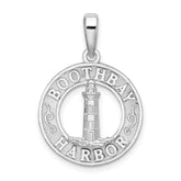 De-Ani Sterling Silver Rhodium-Plated Polished Booth Bay Lighthouse Circle Pendant