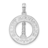 De-Ani Sterling Silver Rhodium-Plated St. Augustine with Lighthouse Circle Pendant