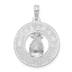 De-Ani Sterling Silver Rhodium-Plated Charleston with Pineapple Circle Pendant