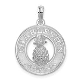 De-Ani Sterling Silver Rhodium-Plated Charleston with Pineapple Circle Pendant