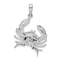 De-Ani Sterling Silver Rhodium-Plated Polished Stone Crab Pendant