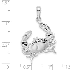 De-Ani Sterling Silver Rhodium-Plated Polished Stone Crab Pendant