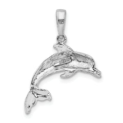De-Ani Sterling Silver Rhodium-Plated Polished Dolphin Pendant