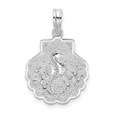 De-Ani Sterling Silver Rhodium-Plated Polished and Textured Shell / Sea Horse Pendant