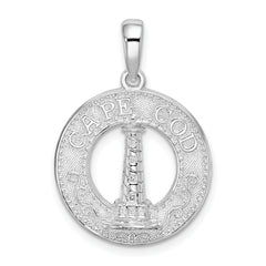 De-Ani Sterling Silver Rhodium-Plated Cape Cod with Lighthouse Circle Pendant