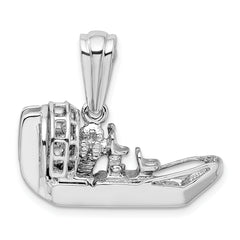 De-Ani Sterling Silver Rhodium-Plated Polished 3D Air Boat Pendant