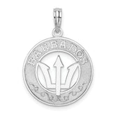 De-Ani Sterling Silver Rhodium-Plated Polished Barbados with Trident Circle Pendant