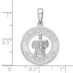 De-Ani Sterling Silver Rhodium-Plated Polished Barbados with Turtle Circle Pendant
