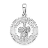 De-Ani Sterling Silver Rhodium-Plated Polished Barbados with Turtle Circle Pendant