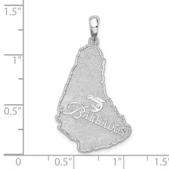 De-Ani Sterling Silver Rhodium-Plated Polished and Textured Barbados Map Pendant