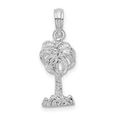 De-Ani Sterling Silver Rhodium-Plated Polished Palm Tree Pendant