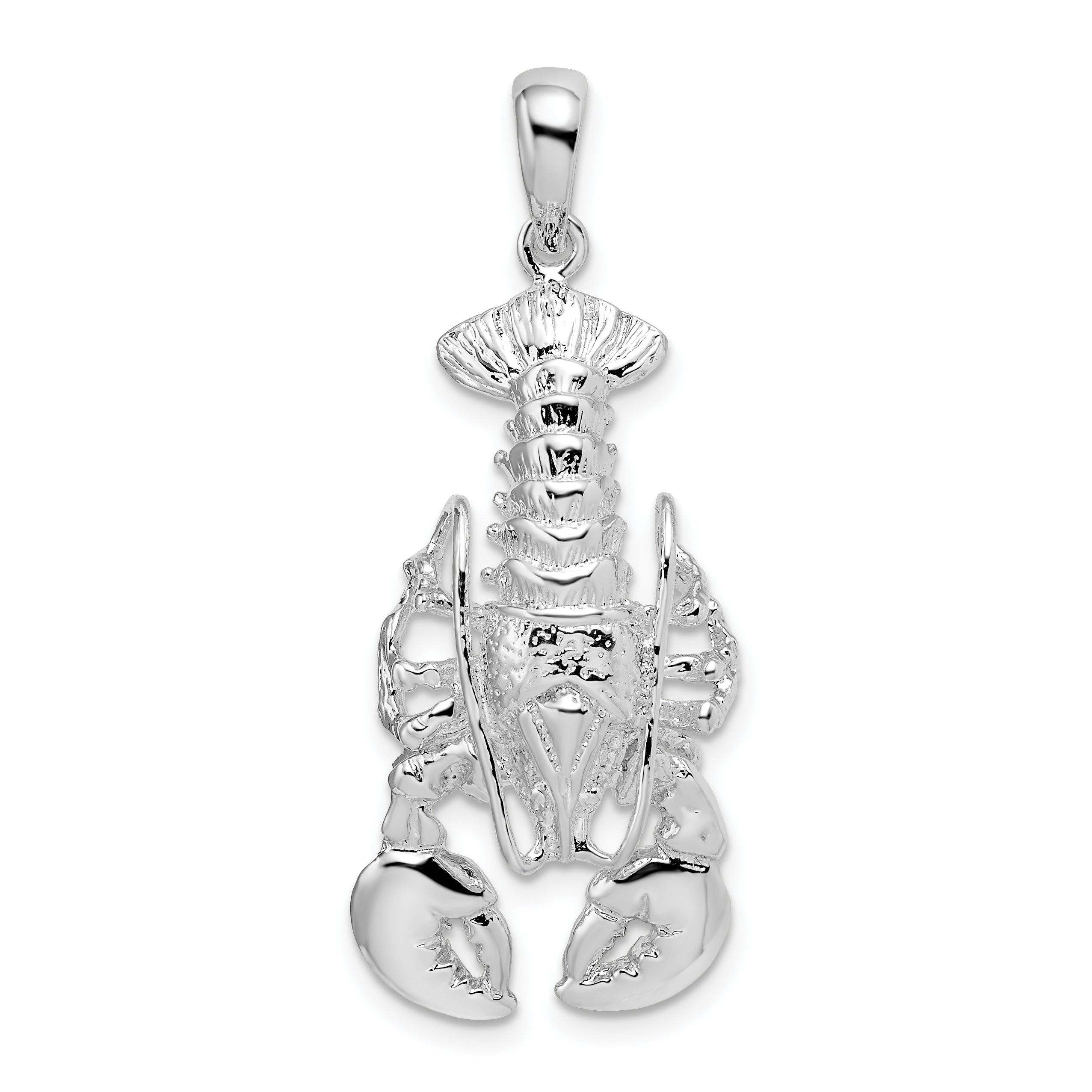 De-Ani Sterling Silver Rhodium-Plated Polished Moveable Lobster Pendant