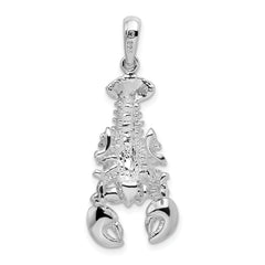De-Ani Sterling Silver Rhodium-Plated Polished Moveable Lobster Pendant