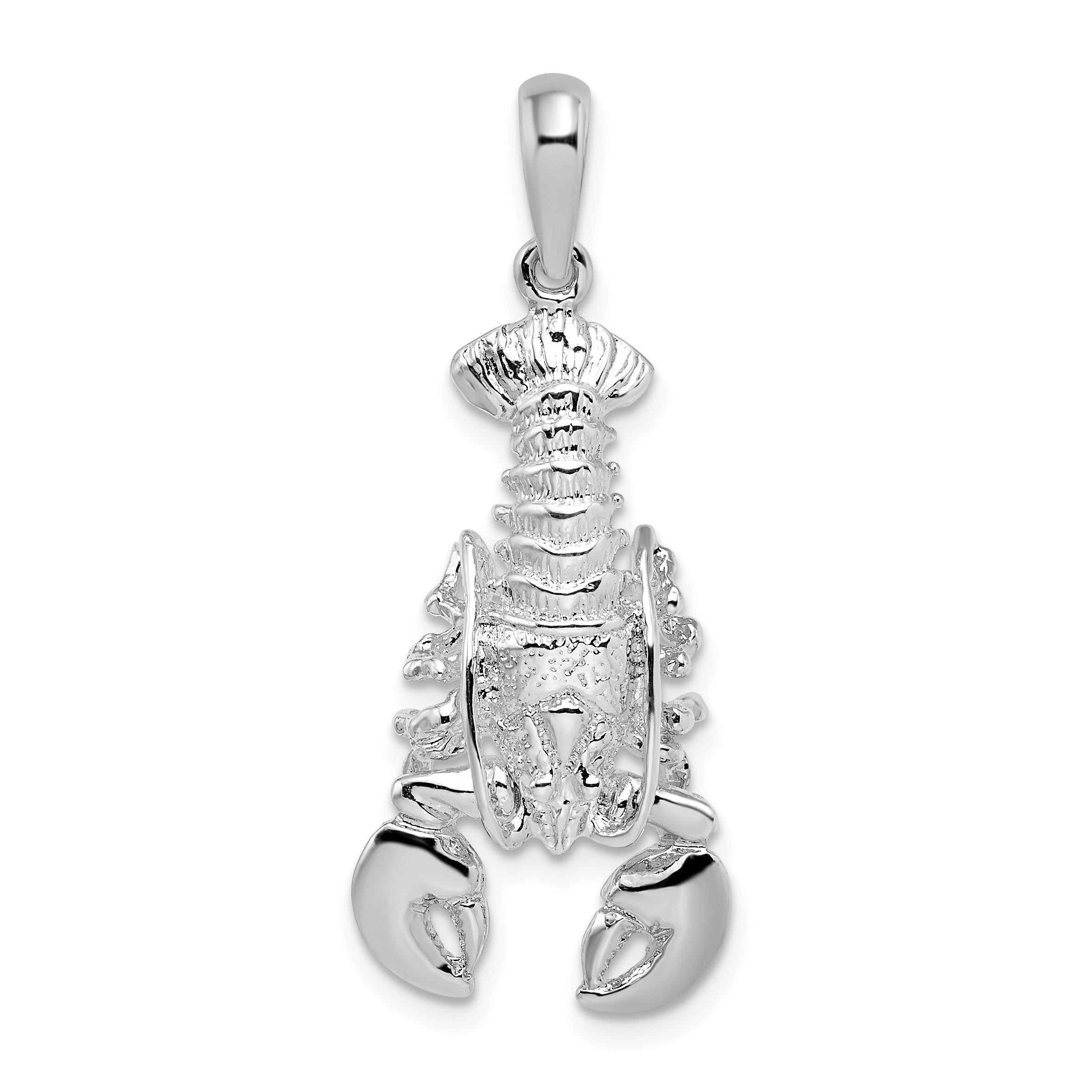 De-Ani Sterling Silver Rhodium-Plated Polished Moveable Lobster Pendant