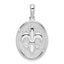 De-Ani Sterling Silver Rhodium-Plated Polished and Textured Fleur de Lis Oval Pendant