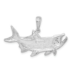 De-Ani Sterling Silver Rhodium-Plated Polished Tarpon Fish Pendant