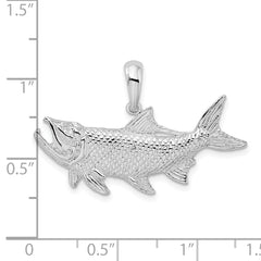 De-Ani Sterling Silver Rhodium-Plated Polished Tarpon Fish Pendant