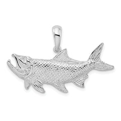 De-Ani Sterling Silver Rhodium-Plated Polished Tarpon Fish Pendant